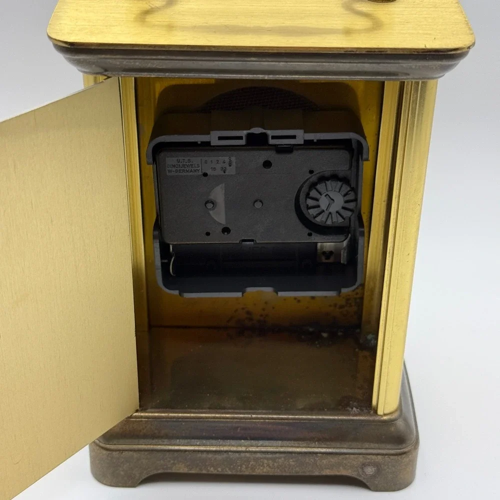 Vintage Black Starr & Frost Brass Carriage Clock Quartz Desk Mantel West Germany